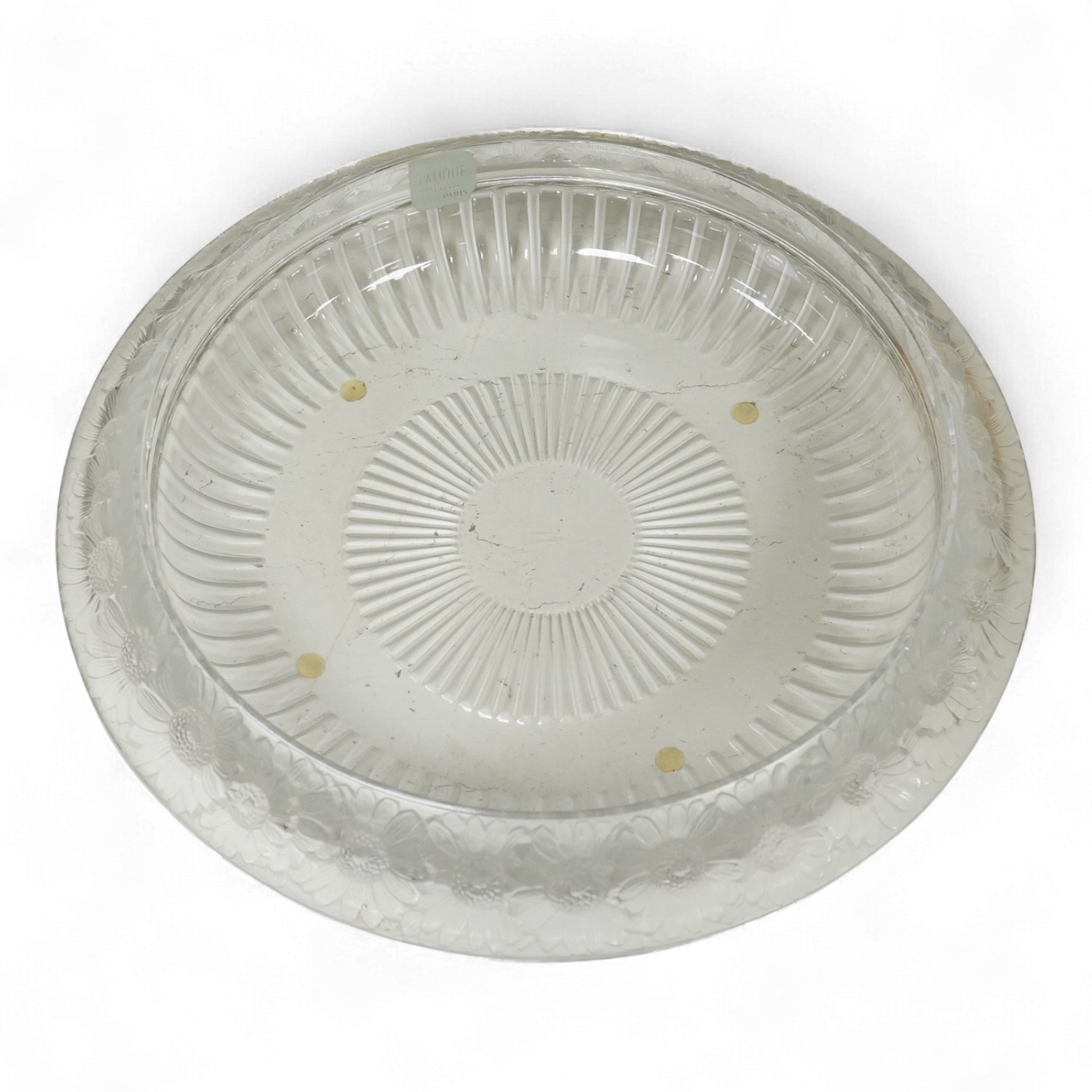 A Lalique ‘Marguerites’ shallow glass bowl, signed to the base, 33cm in diameter